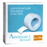 Пластырь на катушке Леопласт тканый белый 1,25смх5м