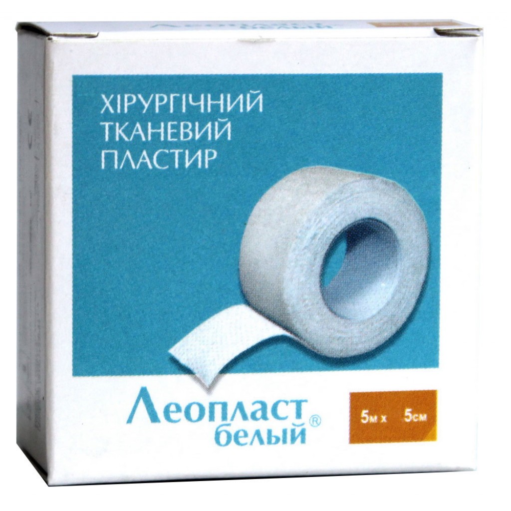 Пластир на котушці Леопласт тканий білий 5смх5м