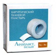 Пластир на котушці Леопласт тканий білий 5смх5м