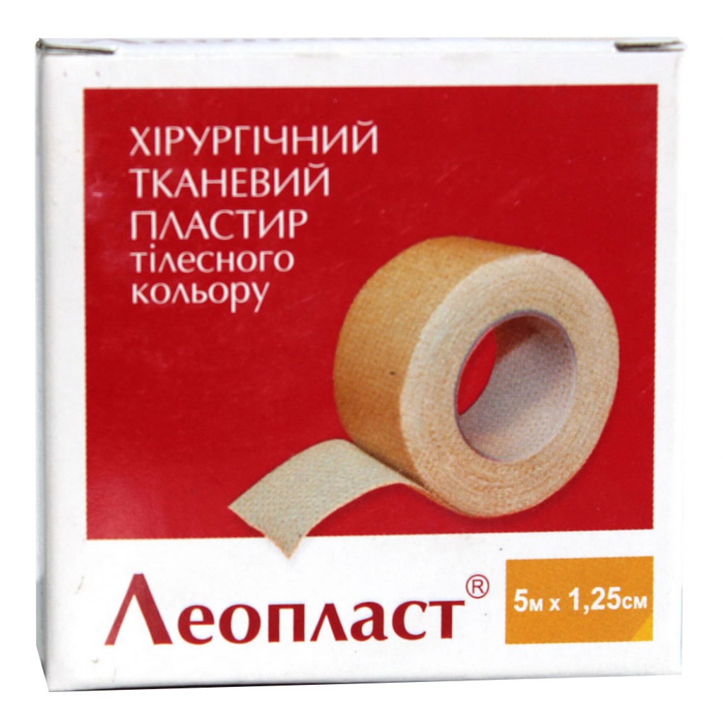 Пластир на котушці Леопласт тканий тілесний 1,25 смх5м