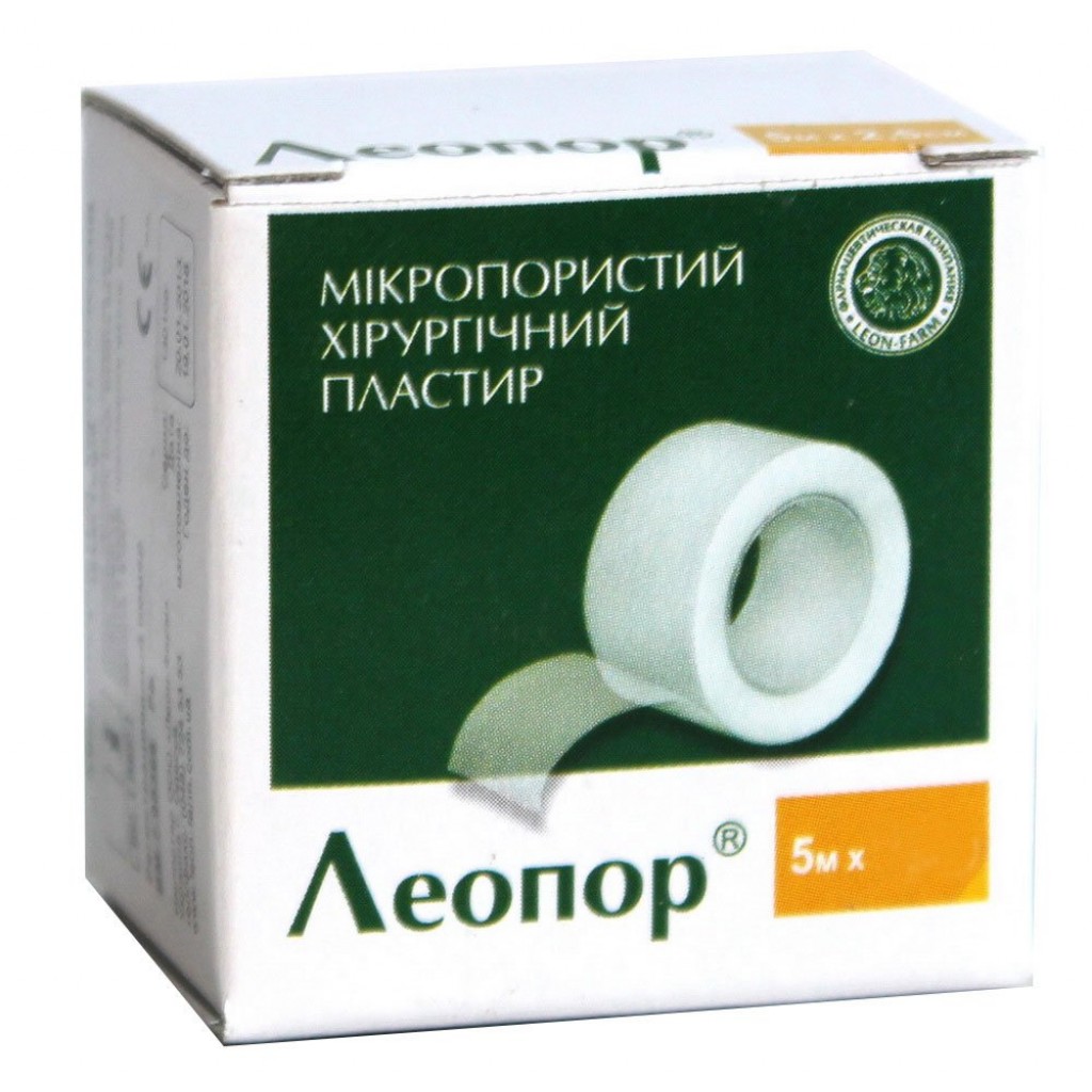 Пластир на котушці Леопор паперовий білий 1,25 смх5м
