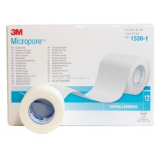 Пластир на котушці 3M Мікропор паперовий білий (1530-1) 2,5смх9,1м в блоці
