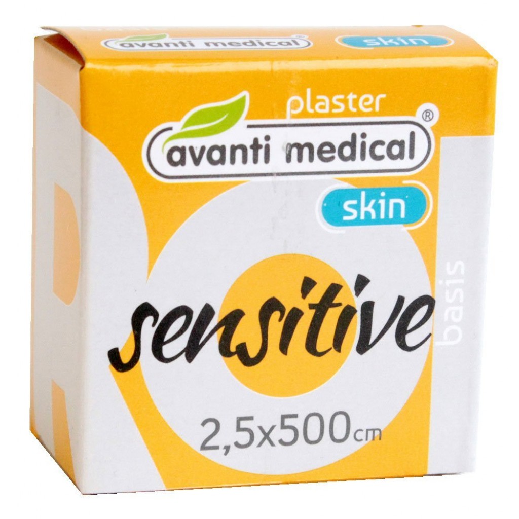 Пластир на котушці Avanti medical Sensitive нетканий тілесний 2,5смх5м