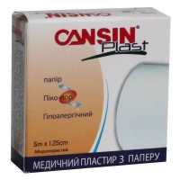 Пластырь на катушке CANSINPLAST бумажный белый 1,25смх5м