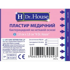 Пластир Dr.House бактерицидний нетканий 3,8смх3,8см 1шт