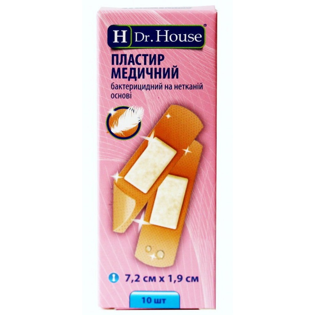 Набір пластирів Dr.House бактерицидний нетканий 1,9смх7,2см 10шт
