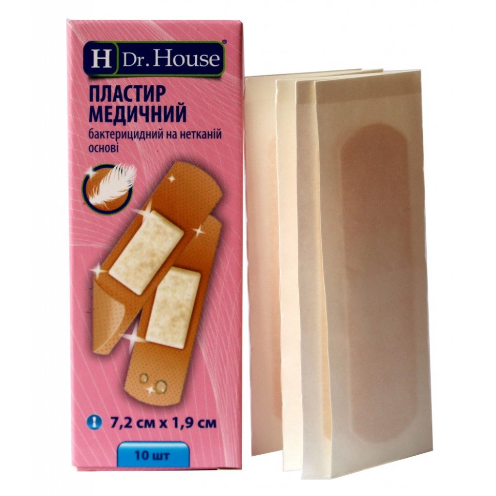 Блок пластирів Dr.House бактерицидний нетканий 1,9смх7,2см 30 пачок по 10шт