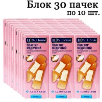 Блок пластирів Dr.House бактерицидний нетканий 1,9смх7,2см 30 пачок по 10шт
