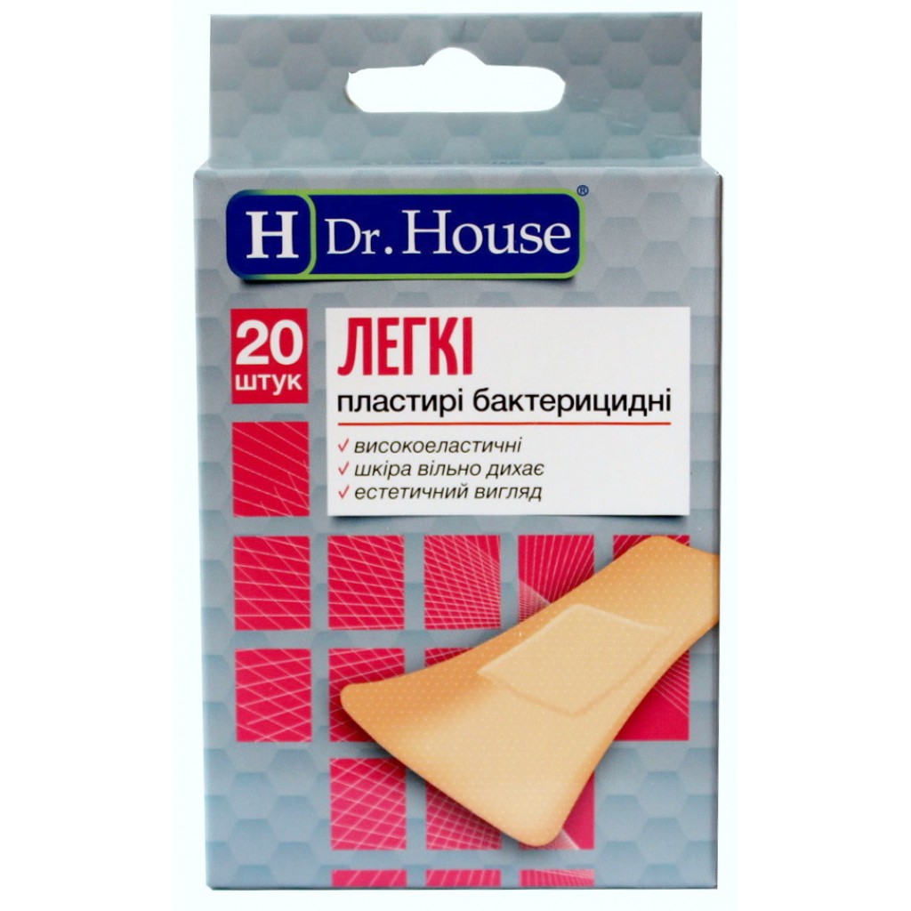 Набір пластирів Dr.House Легкі бактерицидні неткані 2,3смх7,2см 20шт