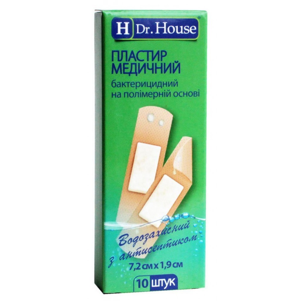Блок пластирів Dr.House бактерицидний полімерний 1,9смх7,2см 30 пачок по 10шт