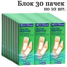 Блок пластирів Dr.House бактерицидний полімерний 1,9смх7,2см 30 пачок по 10шт