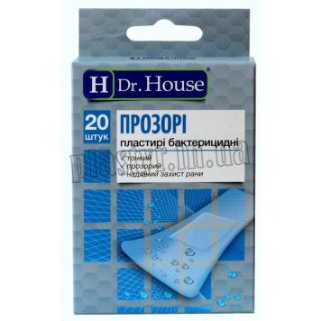Набор пластырей Dr.House Прозрачные бактериц 2,3х7,2см 20шт-1