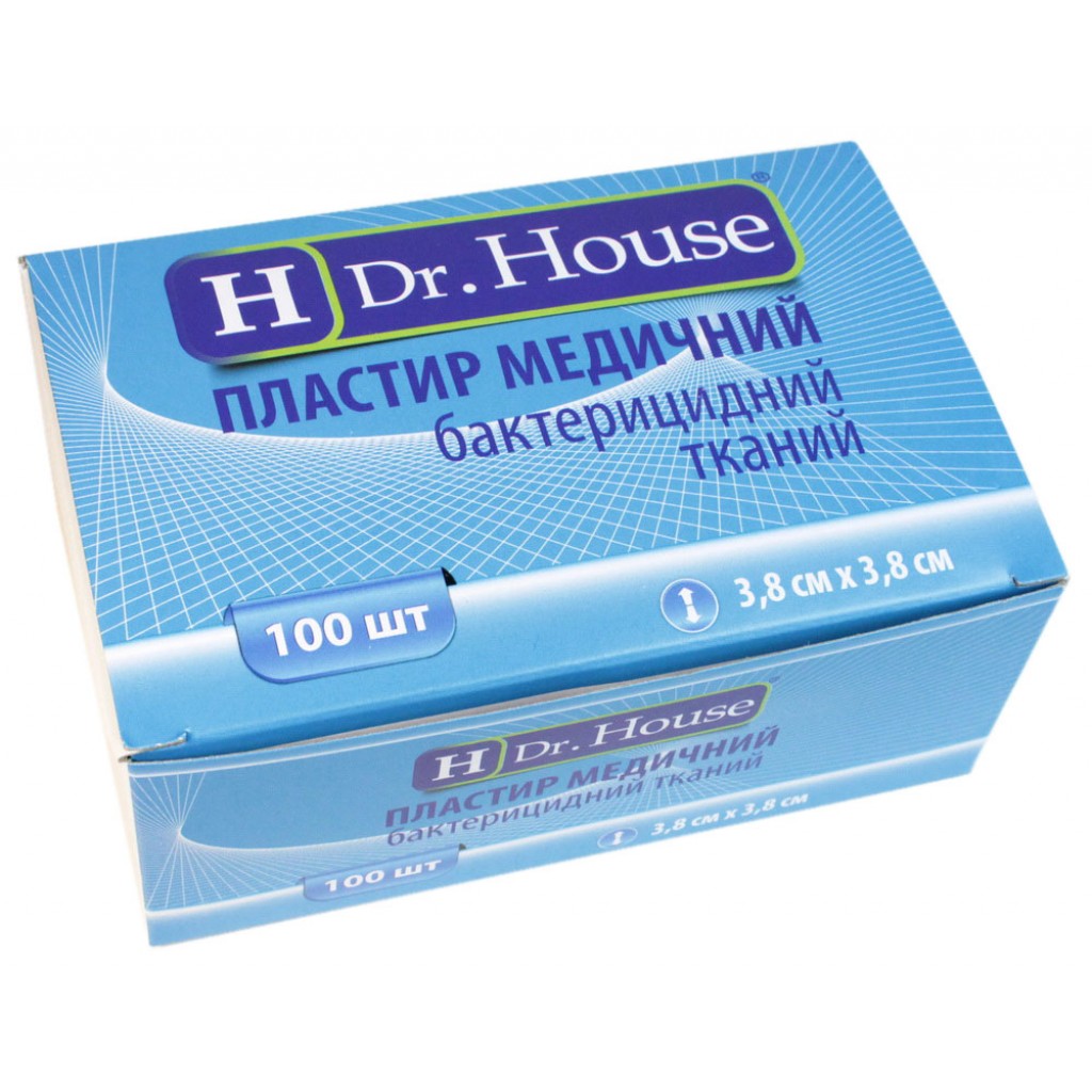 Пластир Dr.House бактерицидний тканий 3,8смх3,8см 1шт