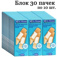 Блок пластирів Dr.House бактерицидний тканий 1,9смх7,2см 30 пачок по 10шт