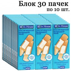 Блок пластирів Dr.House бактерицидний тканий 1,9смх7,2см 30 пачок по 10шт