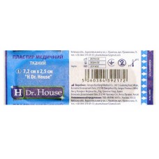 Пластир Dr.House бактерицидний тканий 2,5смх7,2см 1шт