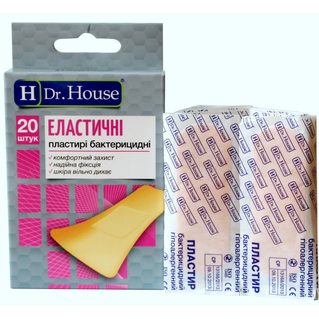 Набір пластирів Dr.House Еластичні бактерицидні ткані 2,3смх7,2см 20шт