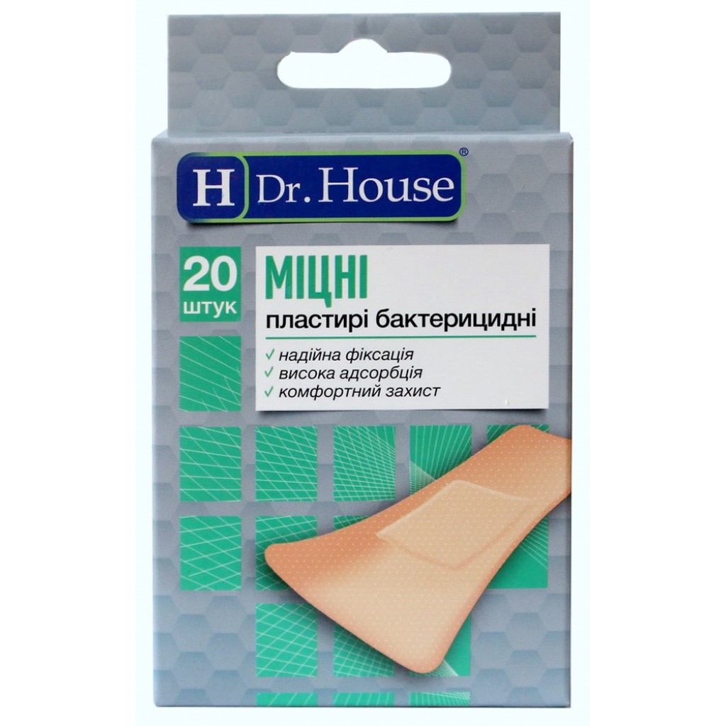 Набір пластирів Dr.House Міцні бактерицидні ткані 2,3смх7,2см 20шт