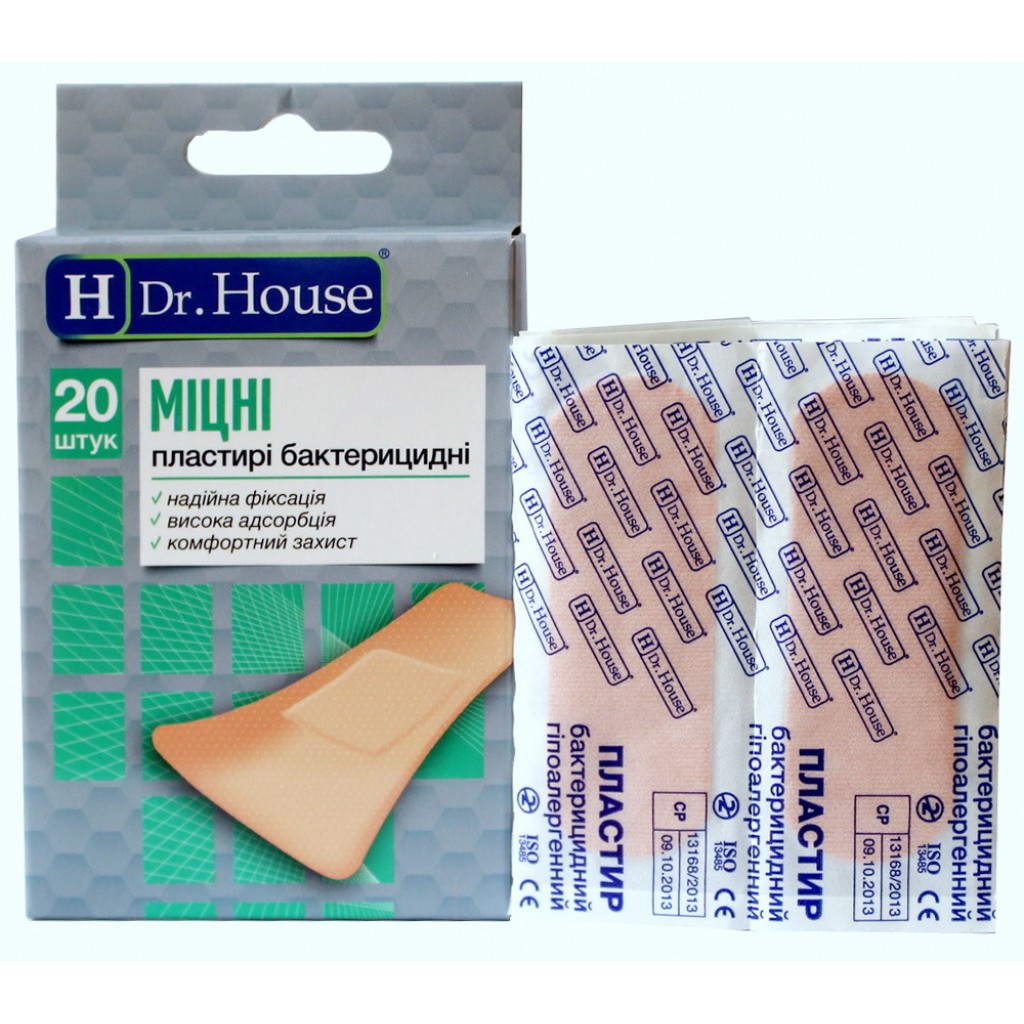 Набір пластирів Dr.House Міцні бактерицидні ткані 2,3смх7,2см 20шт