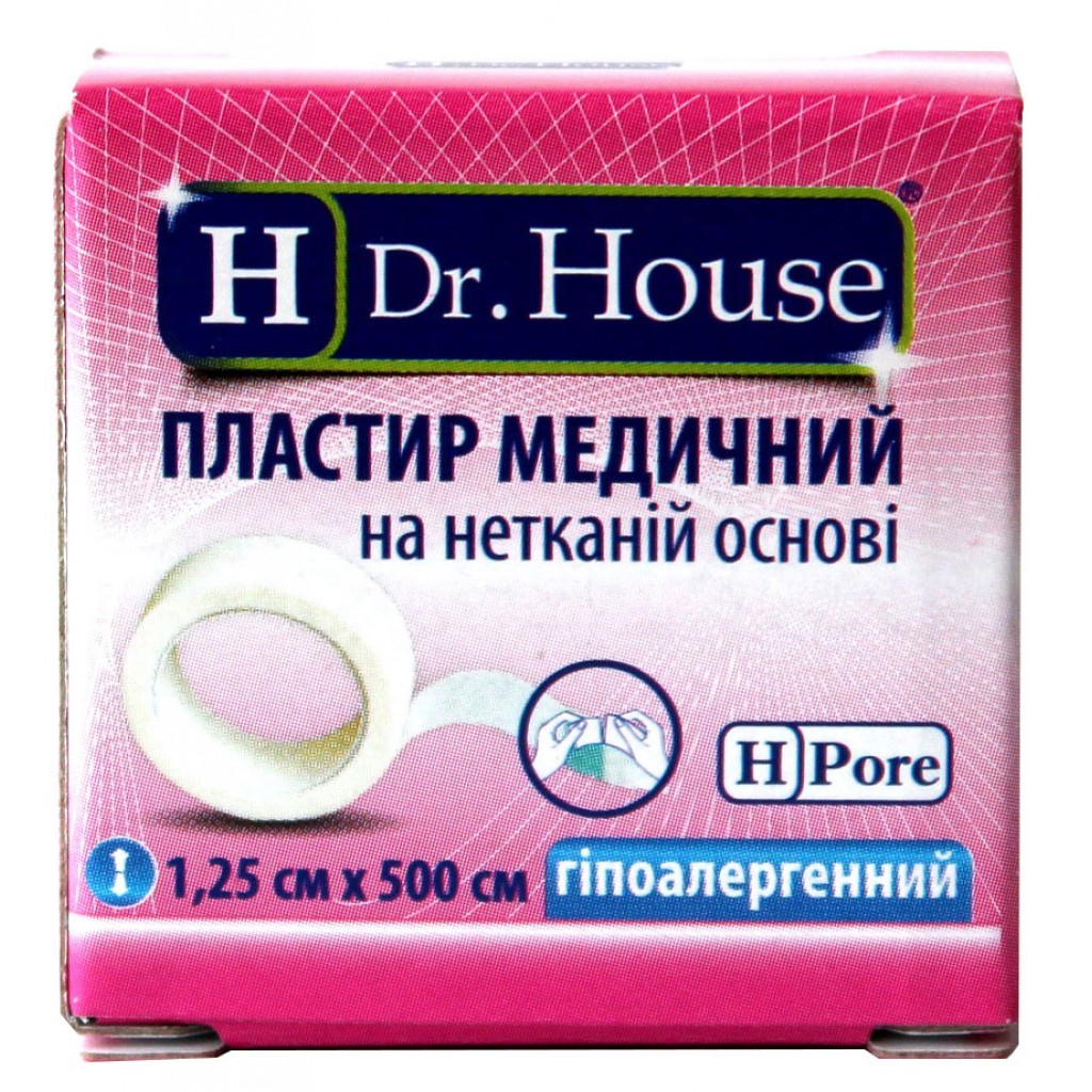 Пластир на котушці Dr.House нетканий білий 1,25 смх5м