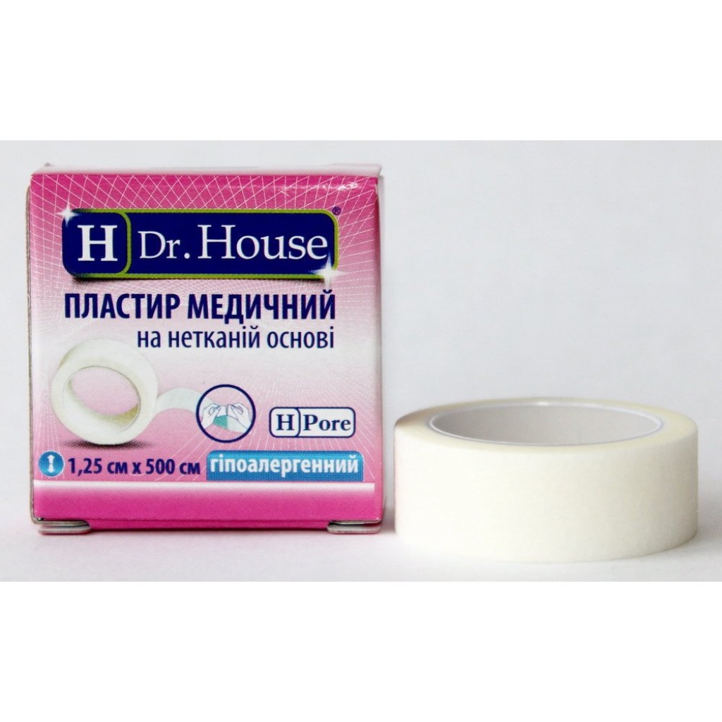Пластир на котушці Dr.House нетканий білий 1,25 смх5м
