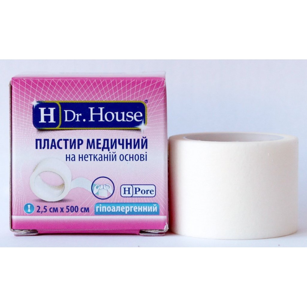 Пластир на котушці Dr.House нетканий білий 2,5 смх5м