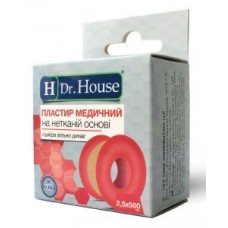 Пластир на котушці Dr.House нетканий тілесний 2,5смх5м пластик з підвісом