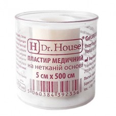 Пластир на котушці Dr.House нетканий білий 5смх5м у пластиковій котушці