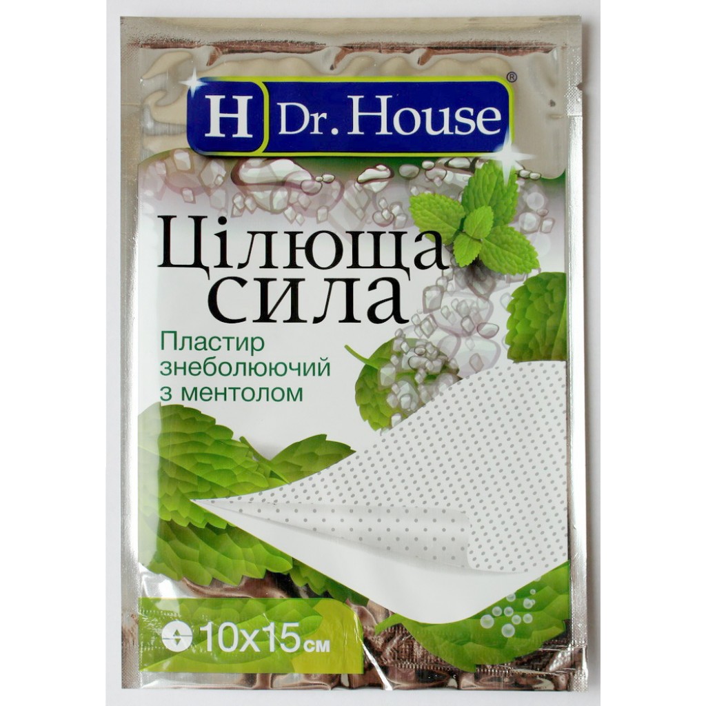 Пластир Dr.House Цілюща сила знеболюючий з ментолом 10смх15см