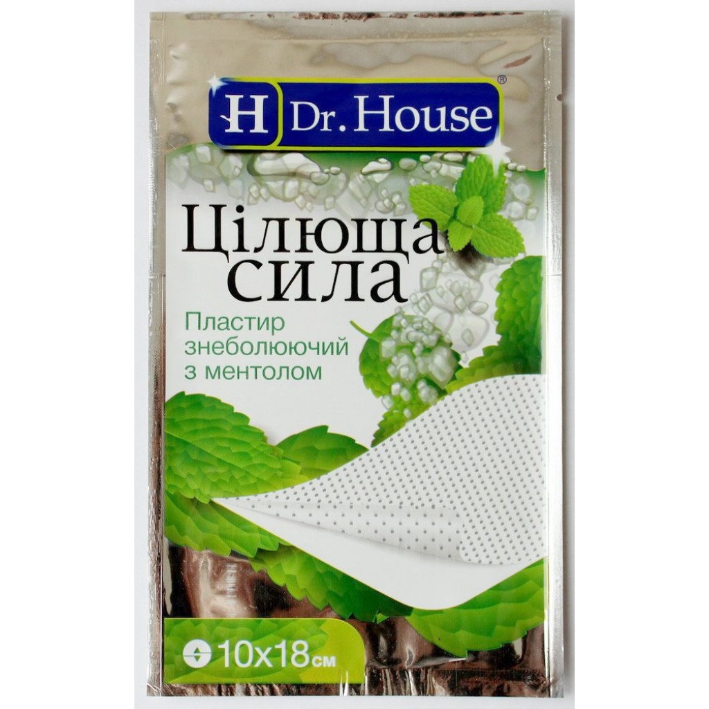 Пластир Dr.House Цілюща сила знеболюючий з ментолом 10смх18см