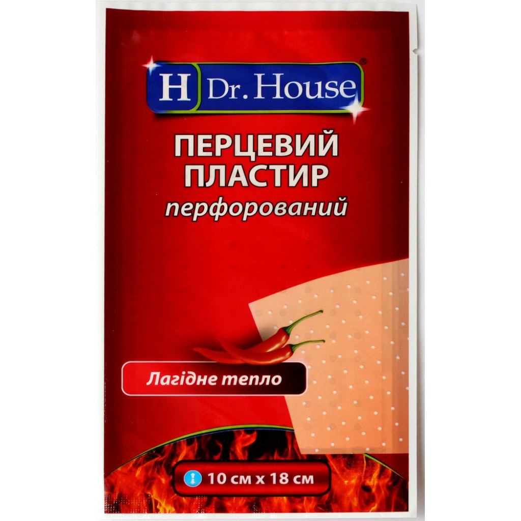Перцевий пластир Dr.House перфорований 10смх18см