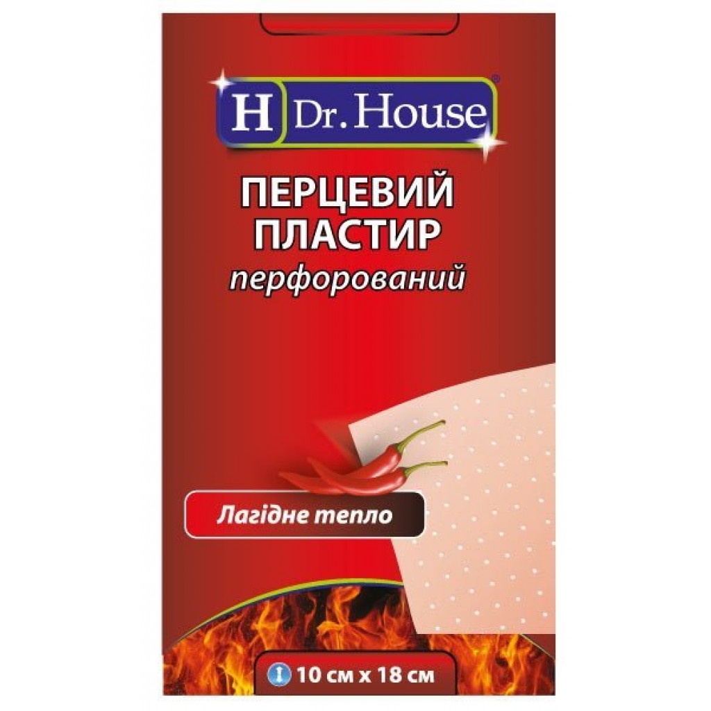 Перцевий пластир Dr.House перфорований 10смх18см