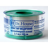 Пластир на котушці Dr.House полімерний прозорий 2,5смх5м у пластиковій котушці