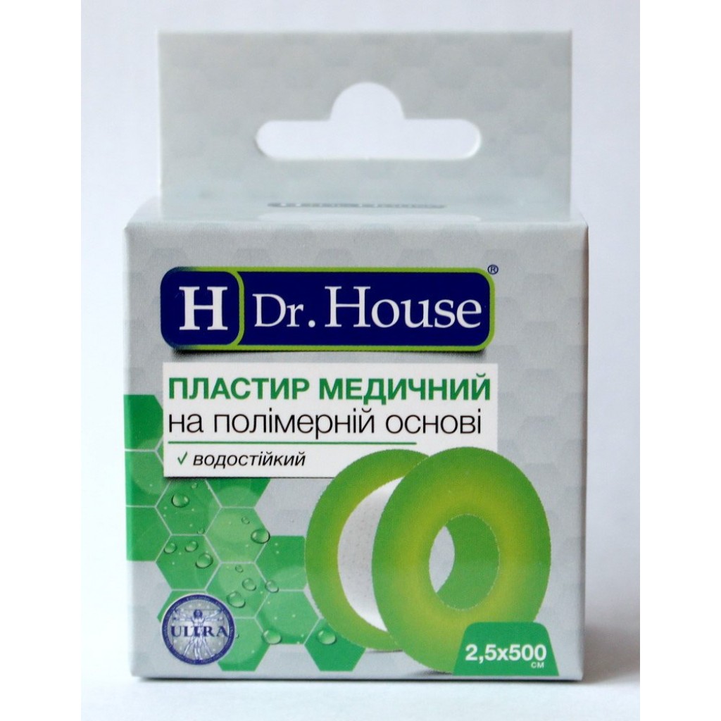Пластир на котушці Dr.House полімерний прозорий 2,5смх5м пластик з підвісом