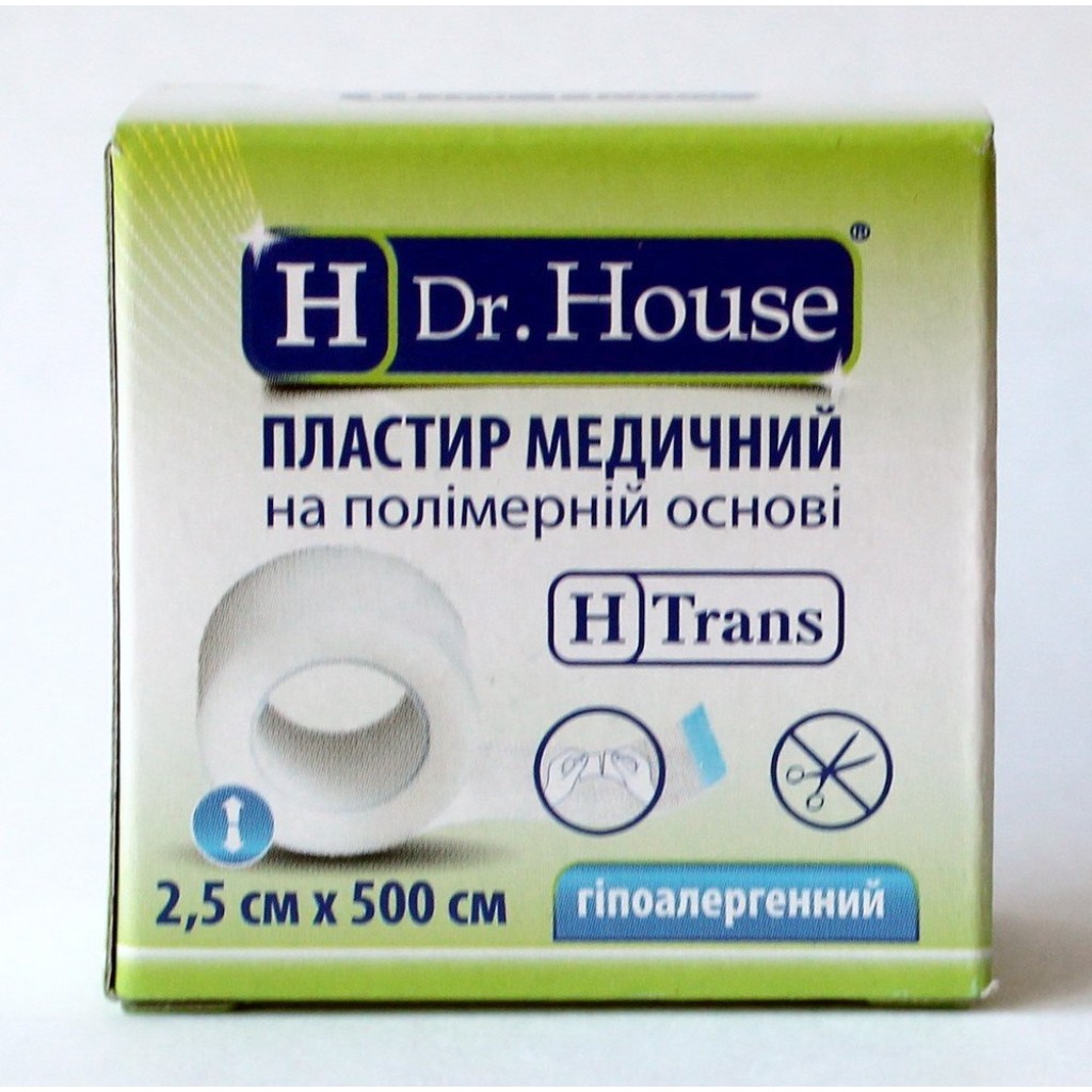 Пластир на котушці Dr.House полімерний прозорий 2,5смх5м