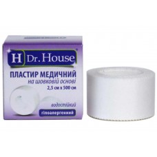Пластир на котушці Dr.House білий шовковий 2,5смх5м