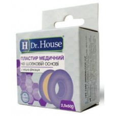 Пластир на котушці Dr.House шовковий тілесний 2,5смх5м пластик з підвісом