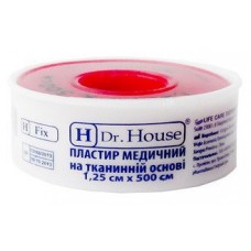 Пластир на котушці Dr.House тканий білий 1,25 смх5м у пластиковій котушці