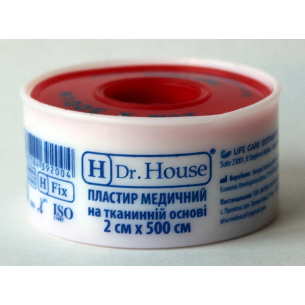 Пластир на котушці Dr.House тканий білий 2смх5м у пластиковій котушці