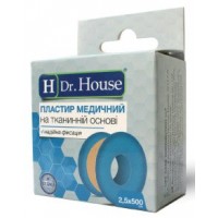 Пластир на котушці Dr.House тканий тілесний 2,5смх5м пластик з підвісом