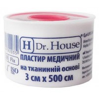 Пластир на котушці Dr.House тканий білий 3смх5м у пластиковій котушці