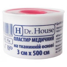 Пластир на котушці Dr.House тканий білий 3смх5м у пластиковій котушці