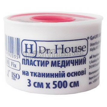 Пластырь на катушке Dr.House тканый белый 3смх5м в катушке