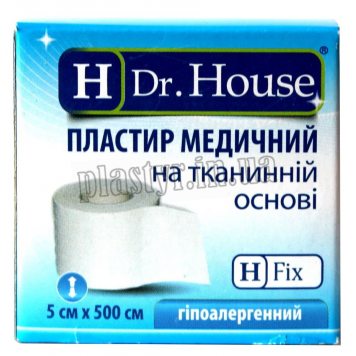 Пластырь на катушке Dr.House тканый белый 5смх5м