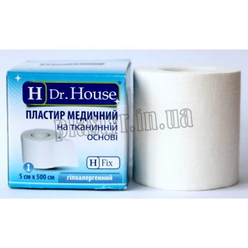 Пластырь на катушке Dr.House тканый белый 5смх5м-3