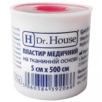 Пластир на котушці Dr.House тканий білий 5смх5м у пластиковій котушці