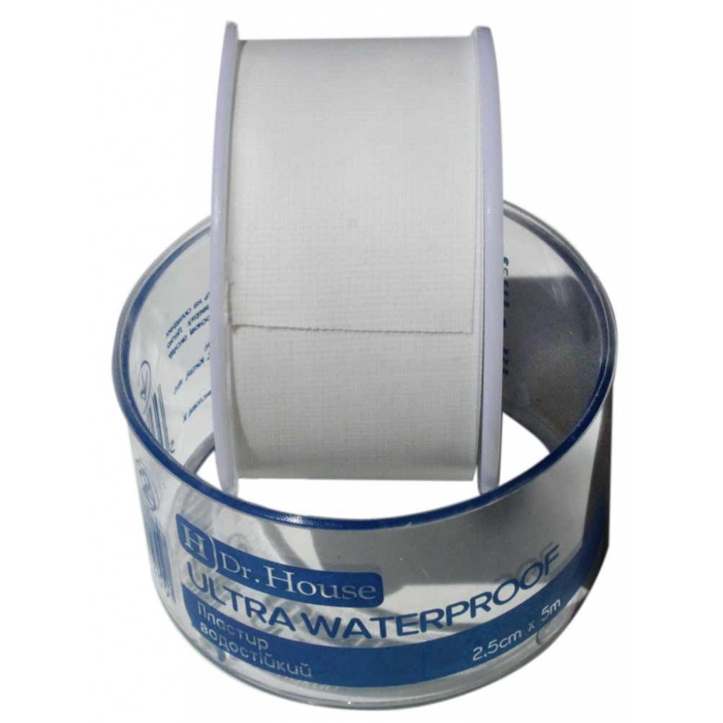 Пластир на котушці Dr.House Ultra waterproof білий водостійкий 2,5смх5м