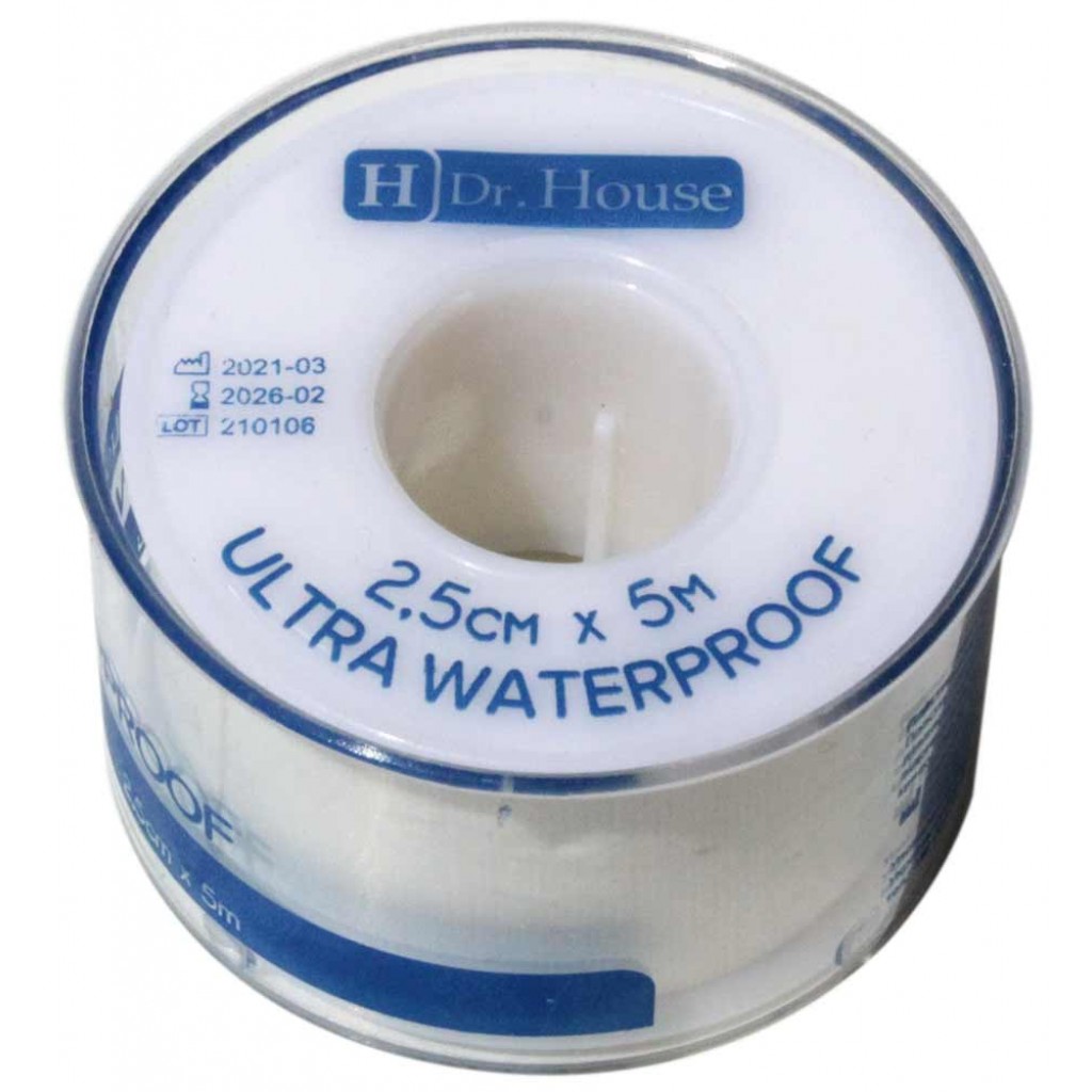 Пластир на котушці Dr.House Ultra waterproof білий водостійкий 2,5смх5м
