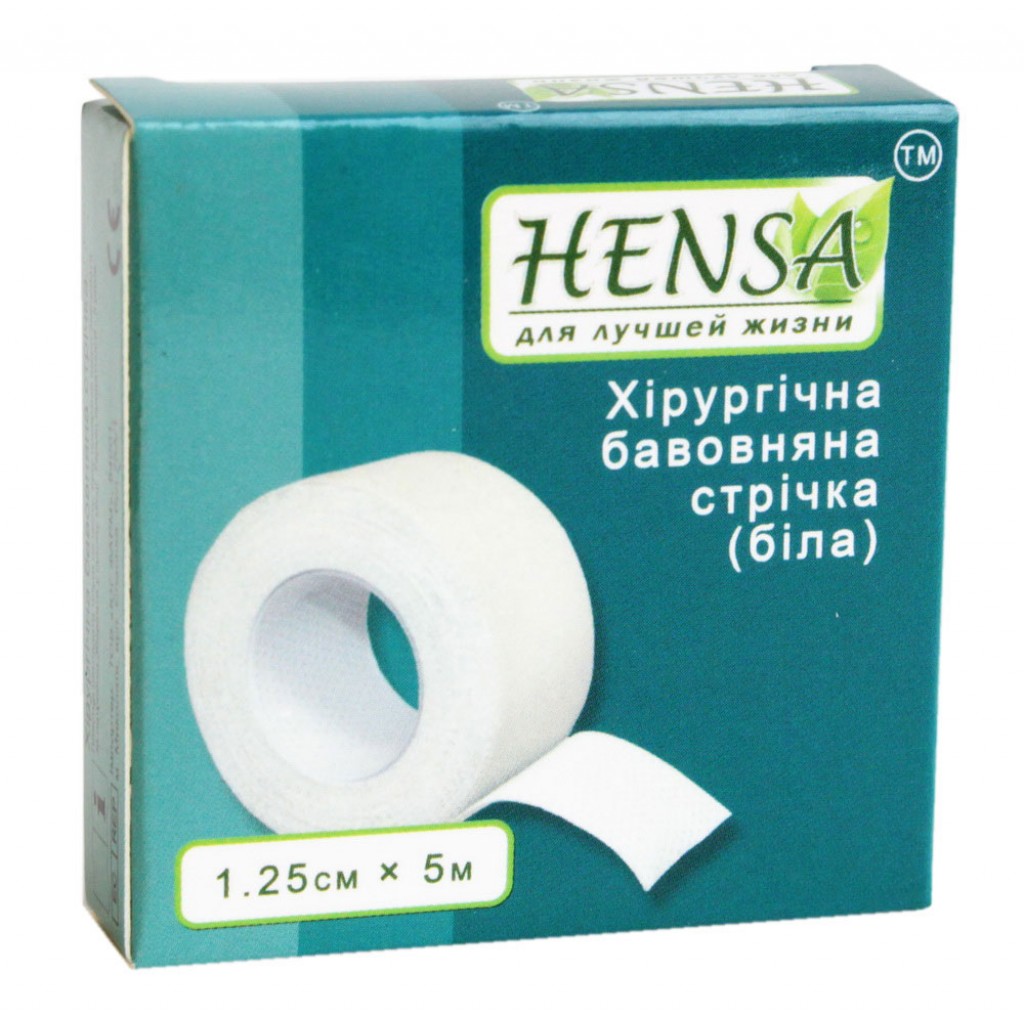 Пластир на котушці Hensa тканий білий 1,25 cмх5м