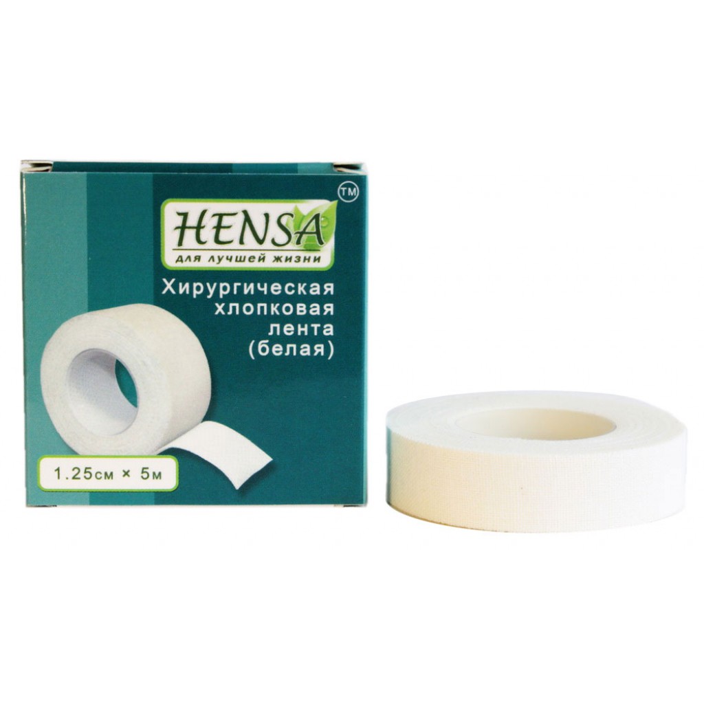 Пластир на котушці Hensa тканий білий 1,25 cмх5м